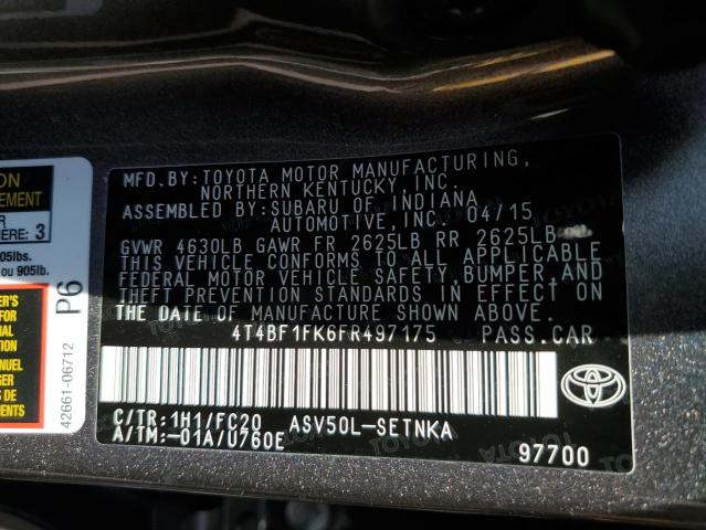 VIN 4T4BF1FK6FR497175 2015 Toyota Camry, LE no.12