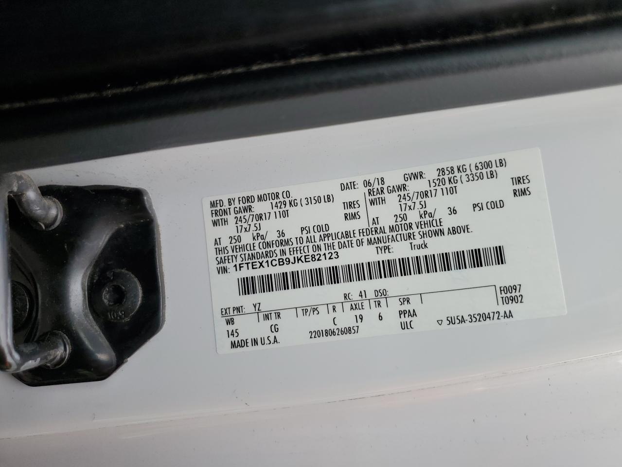 1FTEX1CB9JKE82123 FORD F-150 2018
