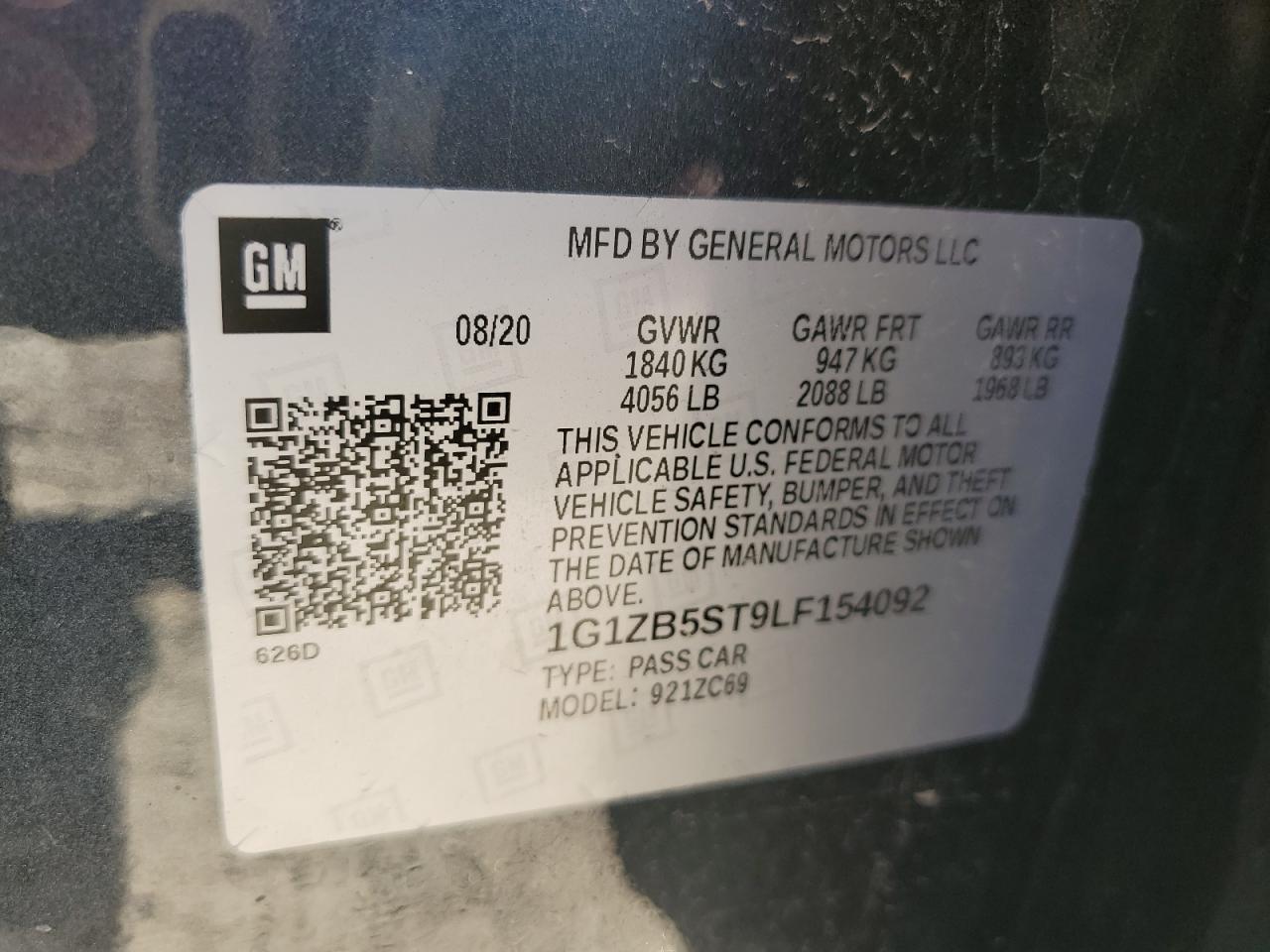 1G1ZB5ST9LF154092 CHEVROLET MALIBU 2020