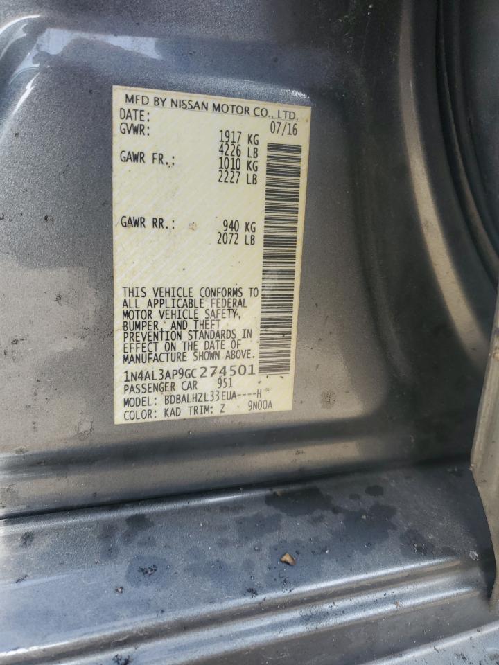 1N4AL3AP9GC274501 NISSAN ALTIMA 2016