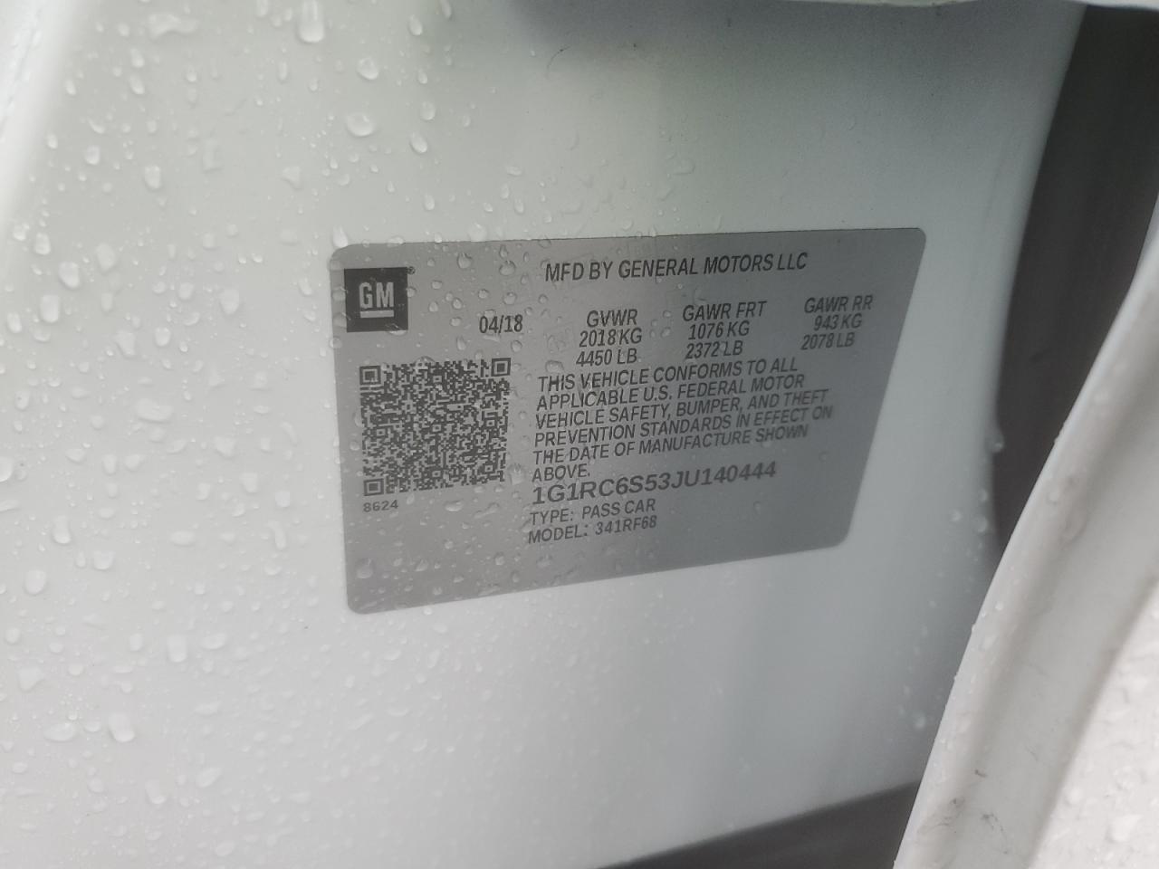1G1RC6S53JU140444 CHEVROLET VOLT 2018