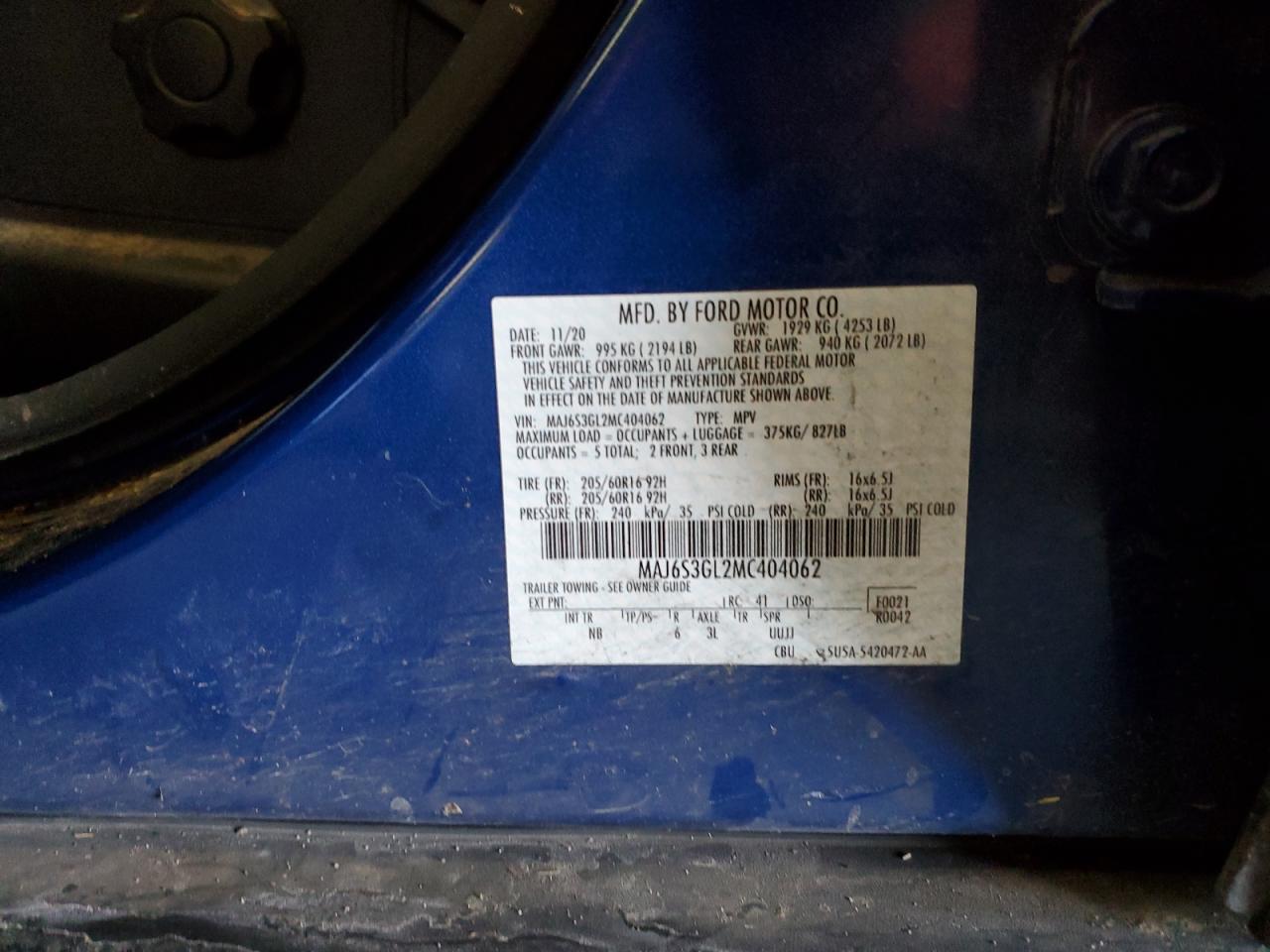 MAJ6S3GL2MC404062 FORD ECOSPORT 2021