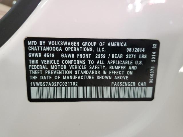 2015 VOLKSWAGEN PASSAT SE 1VWBS7A32FC021702
