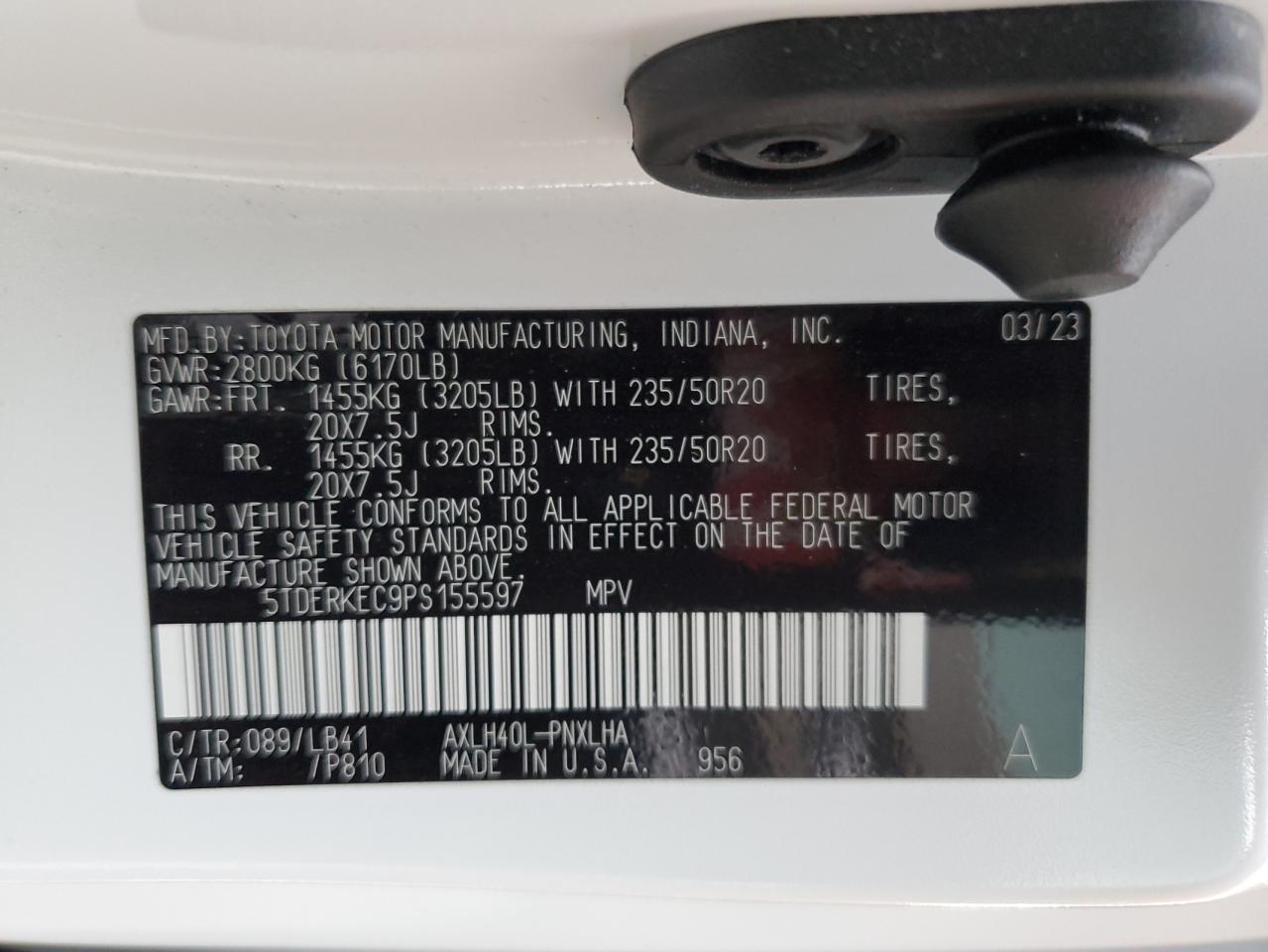 5TDERKEC9PS155597 TOYOTA SIENNA 2023