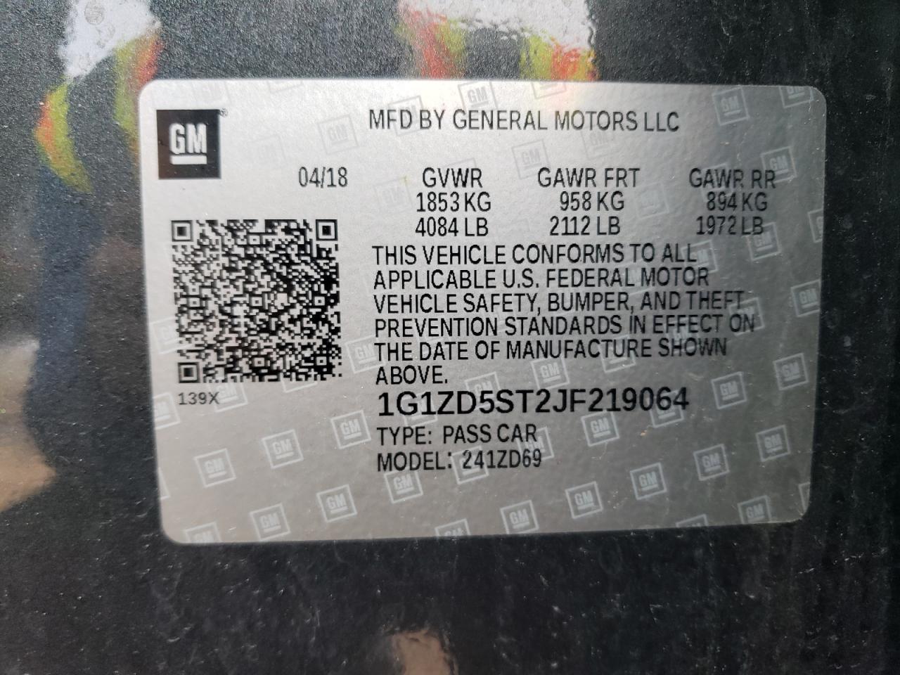 1G1ZD5ST2JF219064 CHEVROLET MALIBU 2018