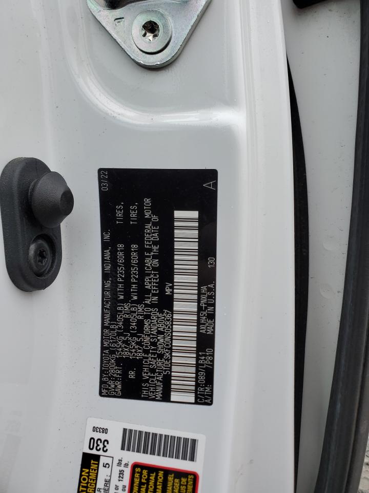 5TDESKFC0NS058367 TOYOTA SIENNA 2022