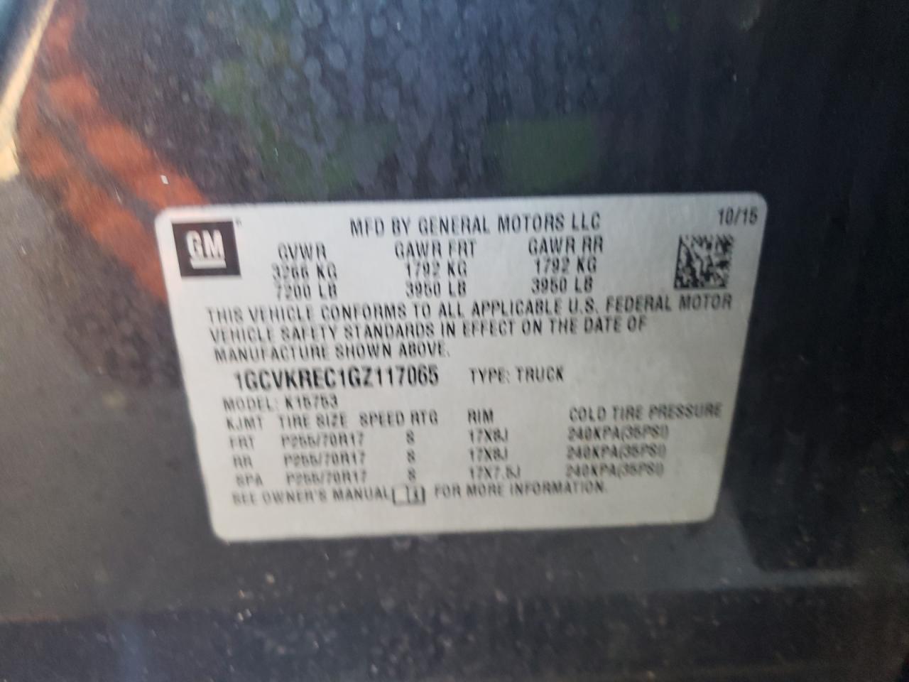 1GCVKREC1GZ117065 CHEVROLET ALL Models 2016