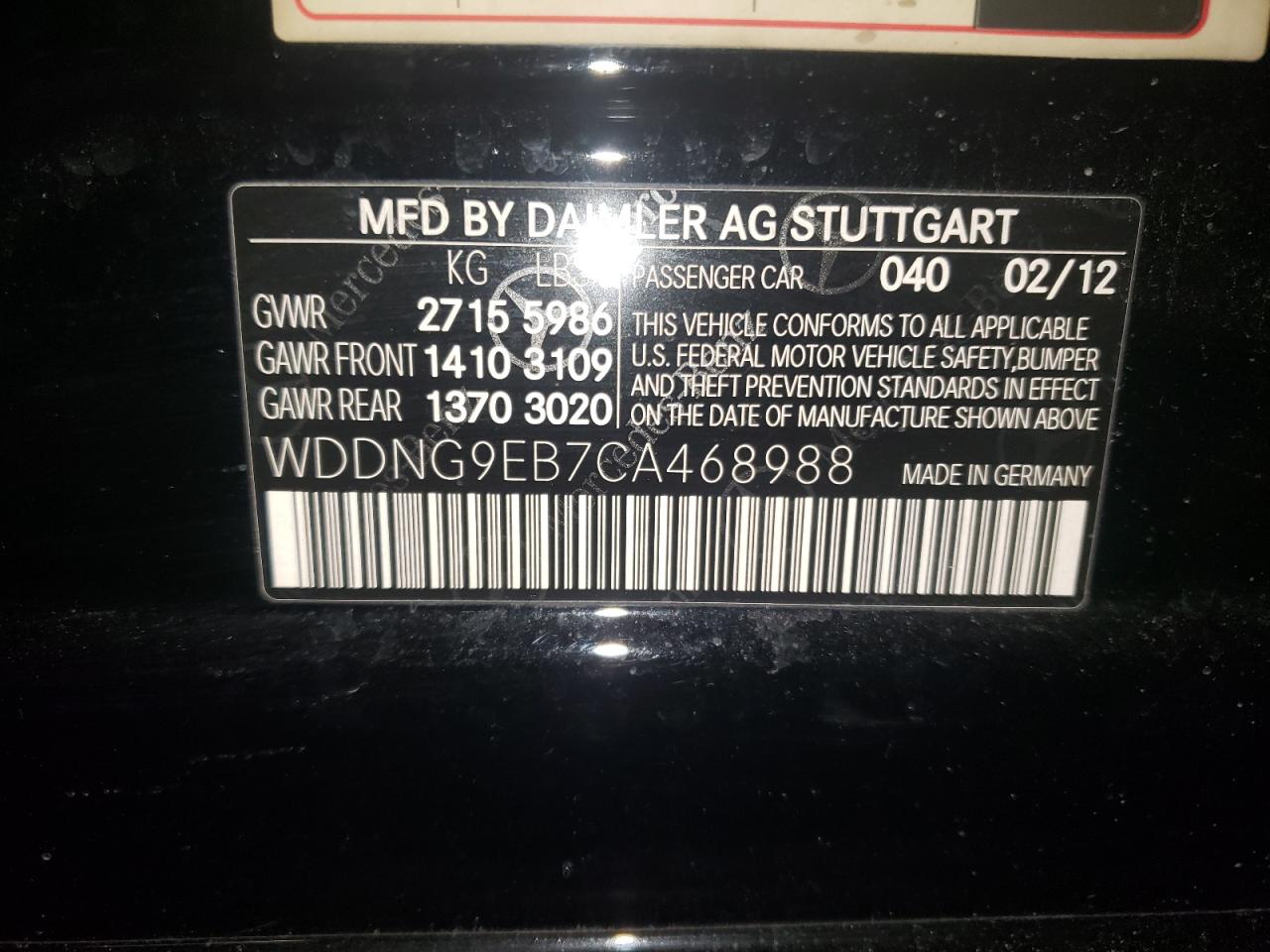 WDDNG9EB7CA468988 2012 Mercedes-Benz S 550 4Matic