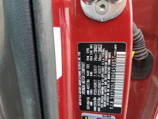 2017 Hyundai Santa Fe Sport VIN: 5XYZU3LB8HG459857 Lot: 41496794