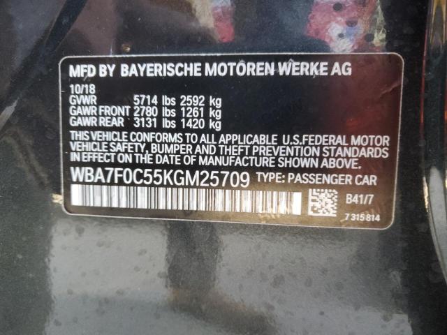 VIN WBA7F0C55KGM25709 2019 BMW 7 Series, 750 I no.12