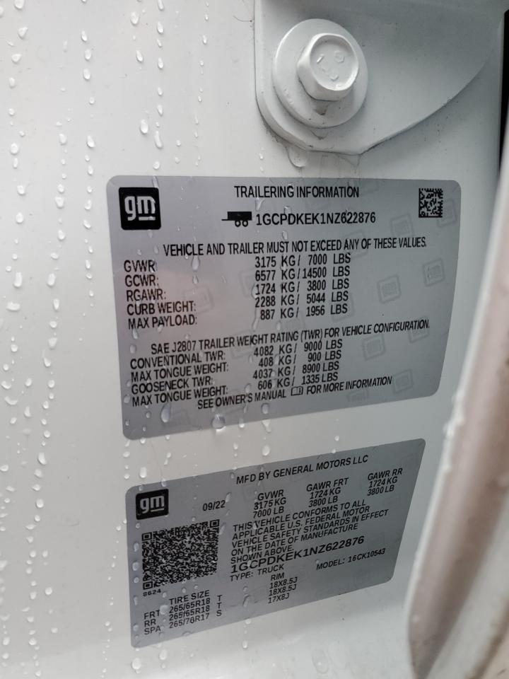 1GCPDKEK1NZ622876 CHEVROLET ALL Models 2022
