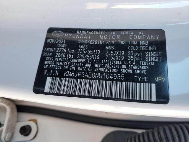 2022 HYUNDAI TUCSON N L KM8JF3AE0NU104935