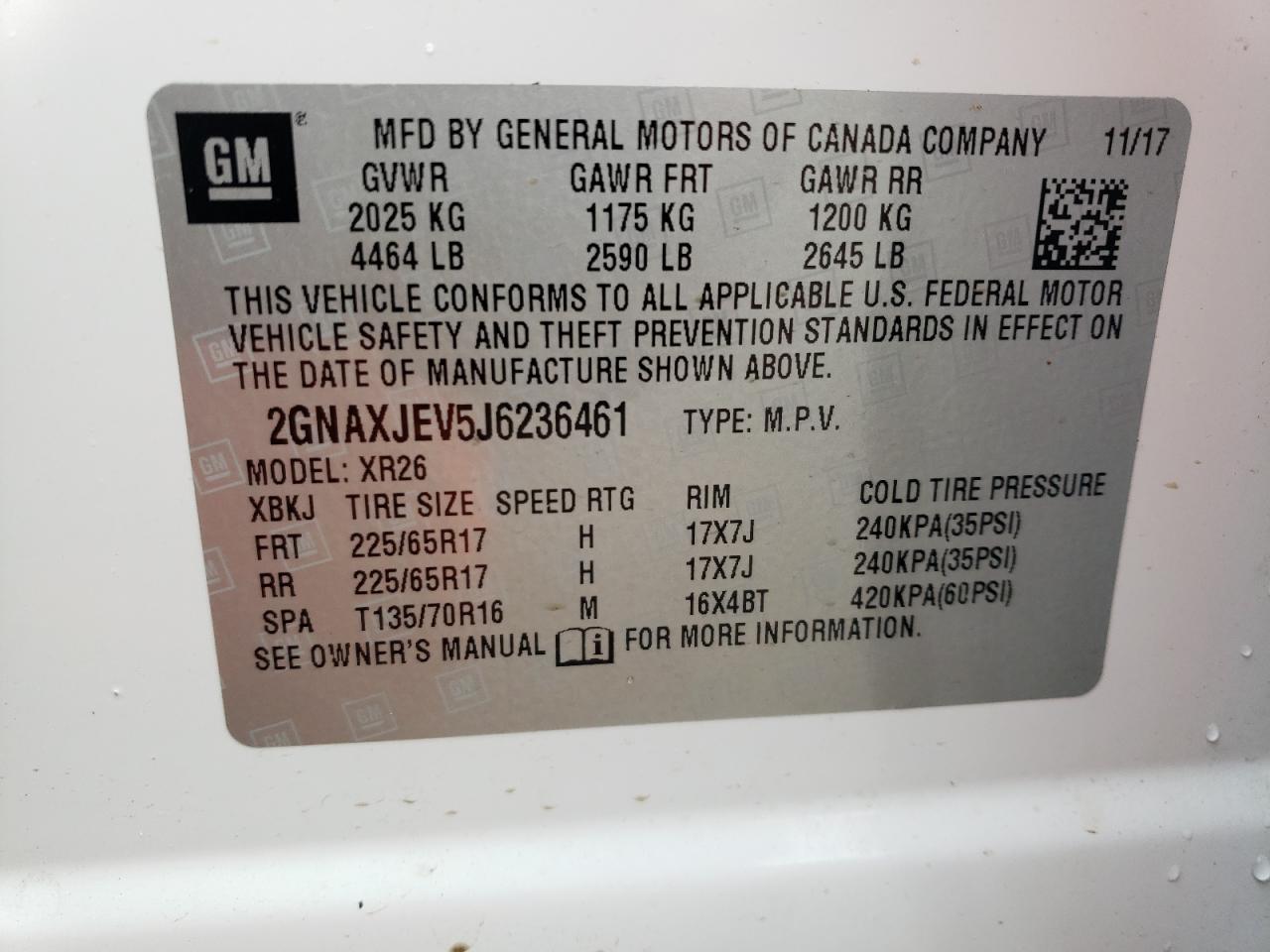 2GNAXJEV5J6236461 CHEVROLET EQUINOX 2018