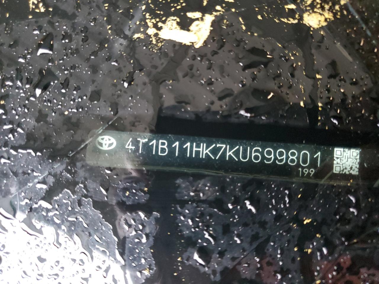 4T1B11HK7KU699801 TOYOTA CAMRY 2019