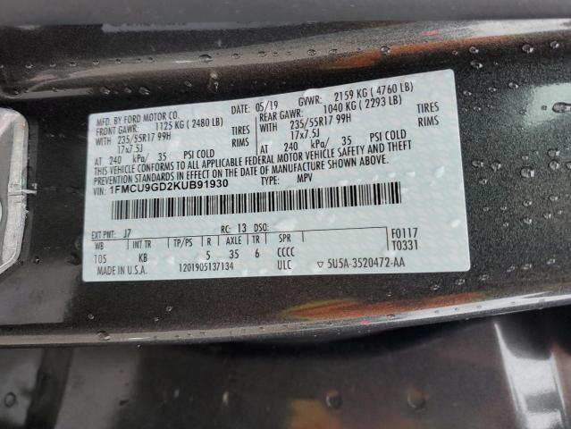 1FMCU9GD2KUB91930 FORD ESCAPE 2019