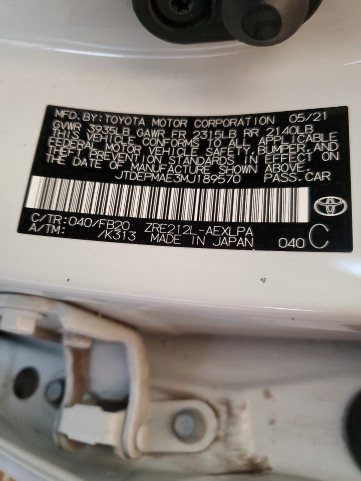 JTDEPMAE3MJ189570 TOYOTA COROLLA 2021