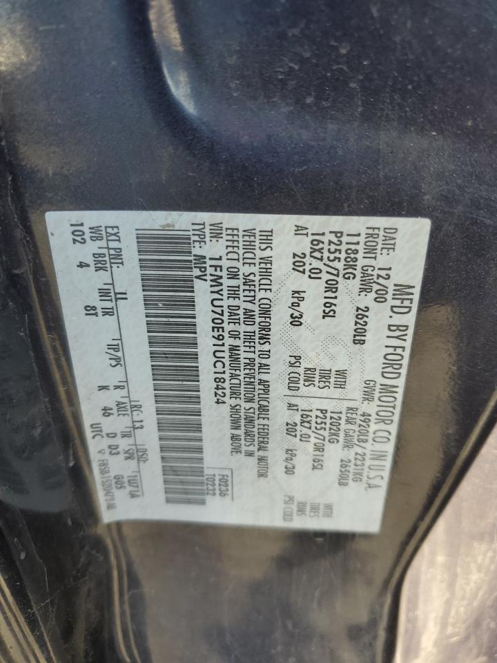 1FMYU70E91UC18424 2001 Ford Explorer Sport