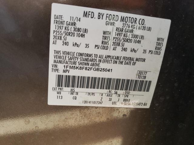 2015 FORD EXPLORER L 1FM5K8F82FGB25041