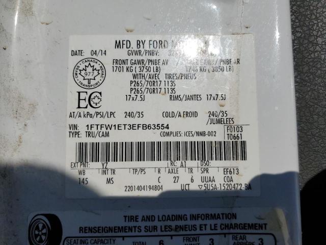 1FTFW1ET3EFB63554 2014 Ford F150 Supercrew