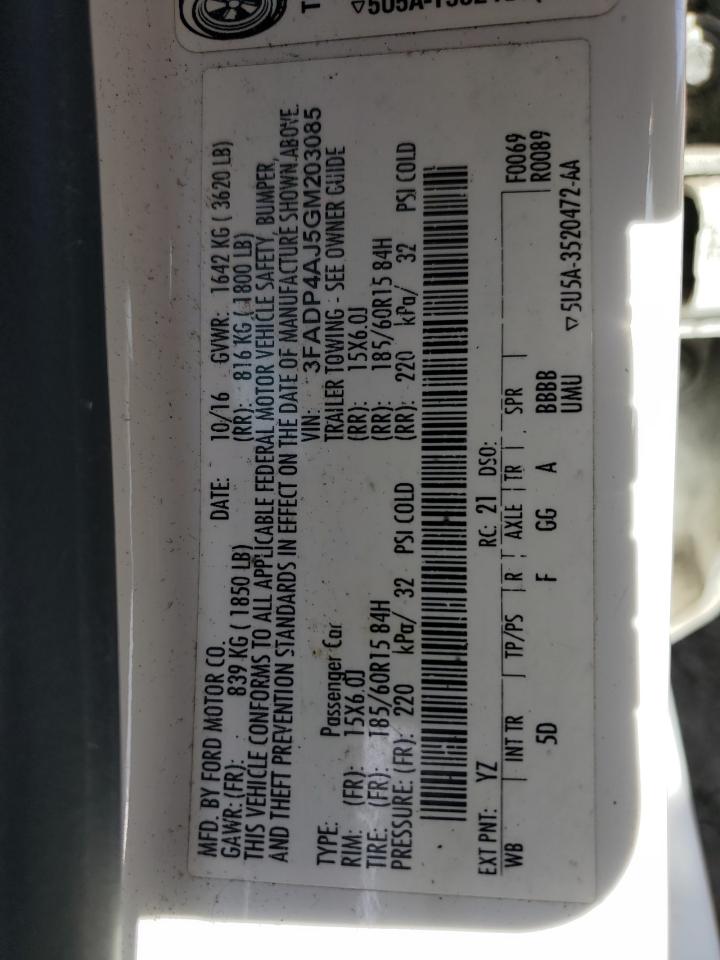 3FADP4AJ5GM203085 FORD FIESTA 2016