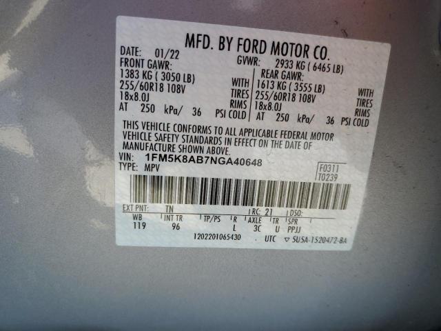 2022 FORD EXPLORER P 1FM5K8AB7NGA40648  68968254