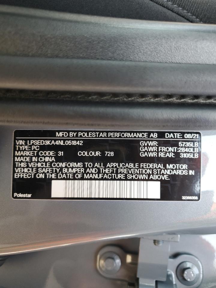 LPSED3KA4NL051842 2022 Polestar 2