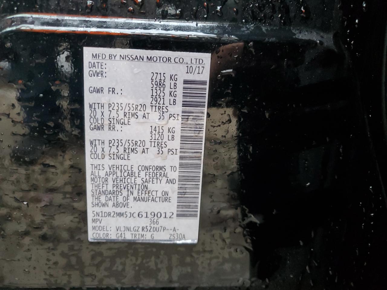 5N1DR2MM5JC619012 NISSAN PATHFINDER 2018