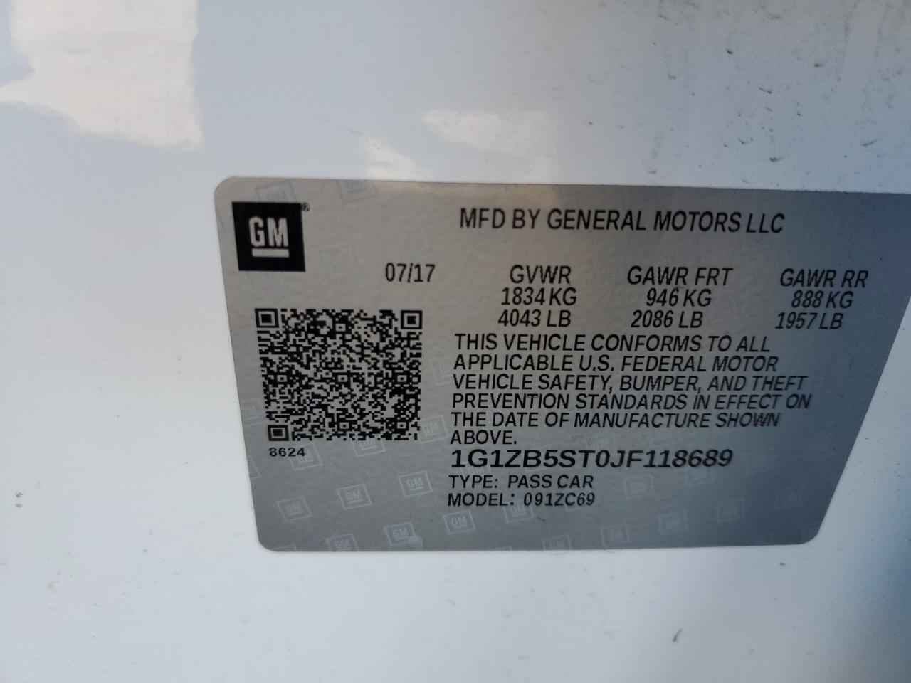 1G1ZB5ST0JF118689 CHEVROLET MALIBU 2018