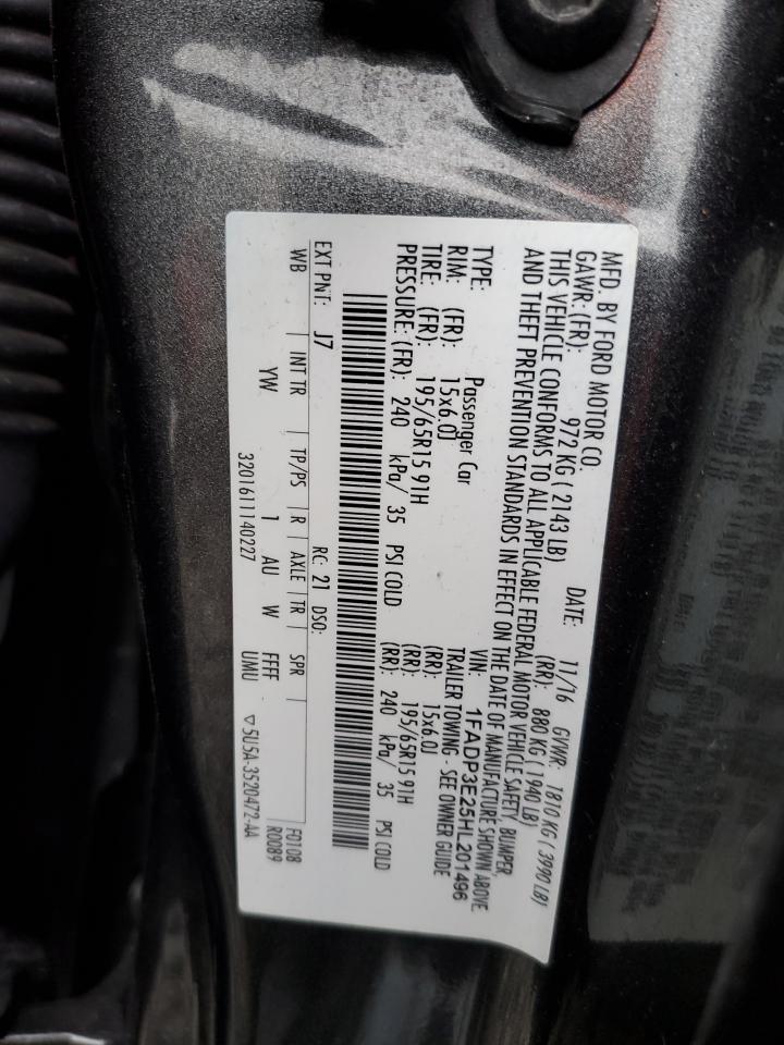 1FADP3E25HL201496 FORD FOCUS 2017