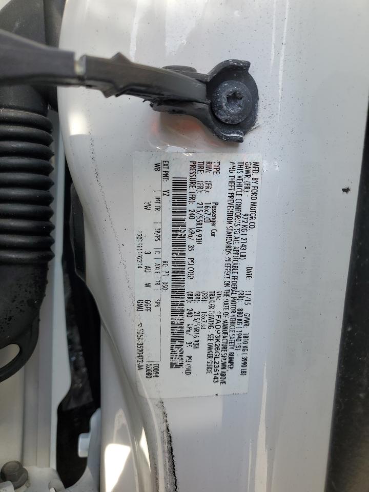 1FADP3K26GL235143 FORD FOCUS 2016