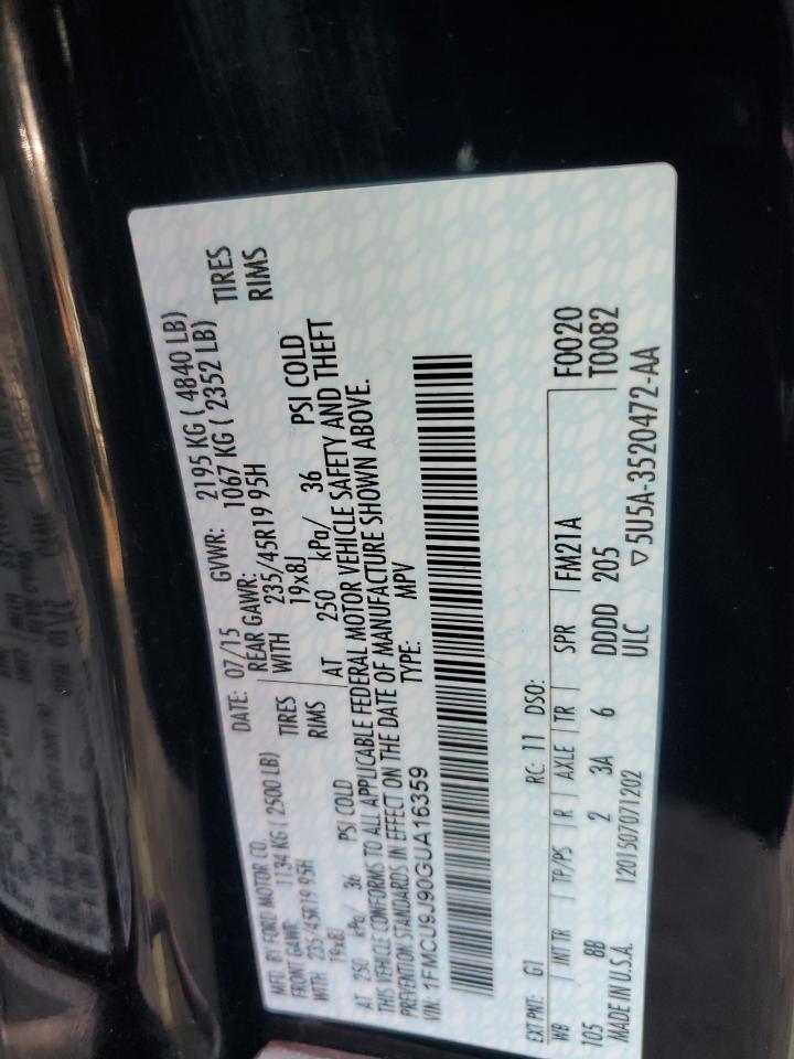 1FMCU9J90GUA16359 FORD ESCAPE 2016