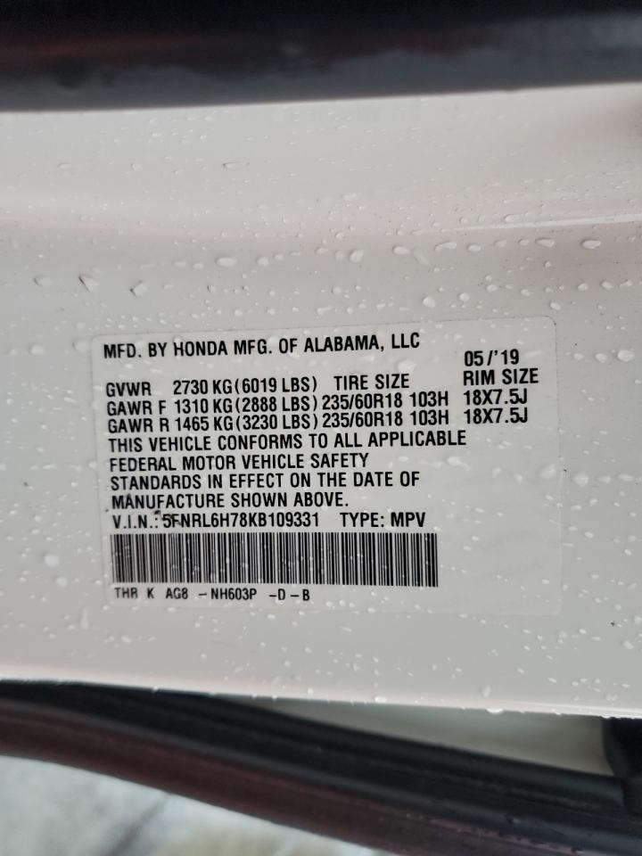 5FNRL6H78KB109331 HONDA All Models 2019