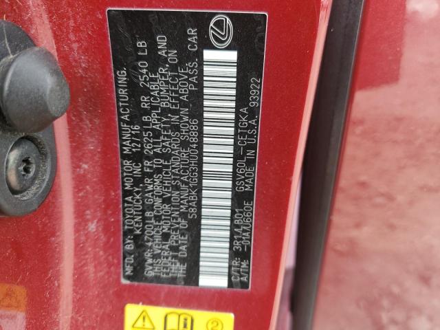 2017 LEXUS ES 58ABK1GG3HU048886