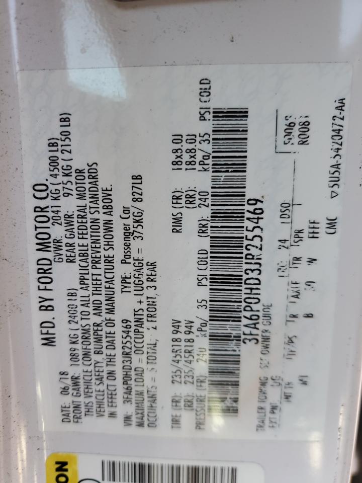 3FA6P0HD3JR255469 FORD FUSION 2018