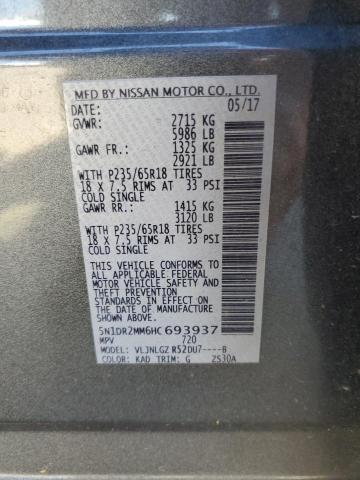 2017 NISSAN PATHFINDER 5N1DR2MM6HC693937