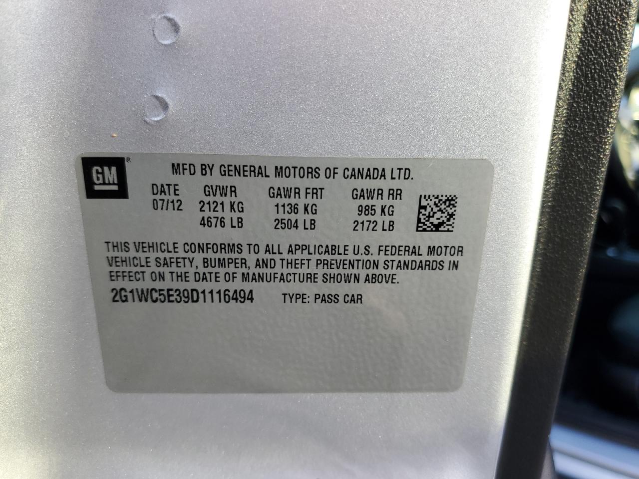 2G1WC5E39D1116494 2013 Chevrolet Impala Ltz