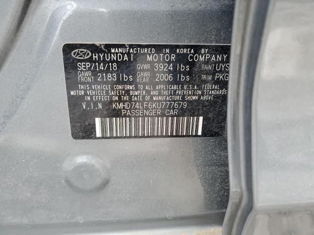 2019 HYUNDAI ELANTRA SE - KMHD74LF6KU777679