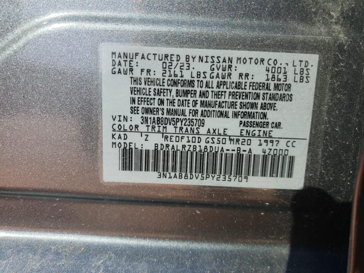 3N1AB8DV5PY235709 NISSAN SENTRA 2023