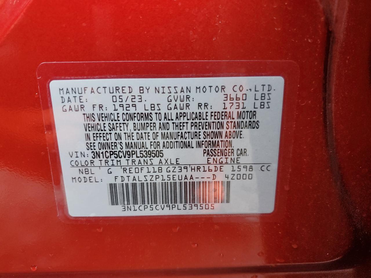 3N1CP5CV9PL539505 NISSAN KICKS 2023
