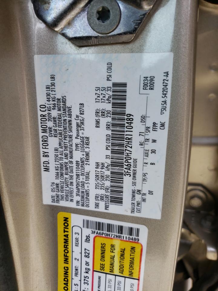 3FA6P0H72HR110489 FORD FUSION 2017