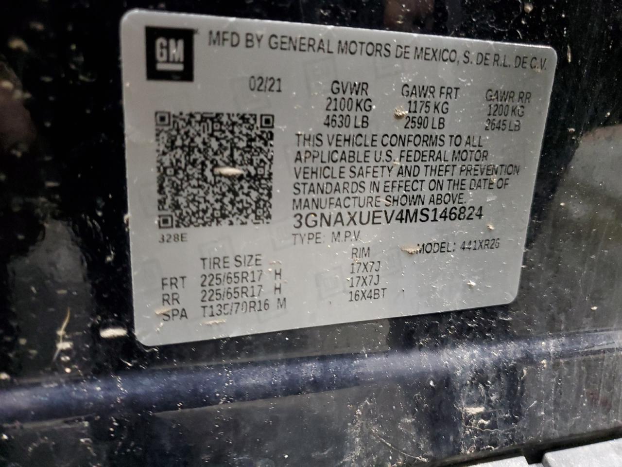 3GNAXUEV4MS146824 CHEVROLET EQUINOX 2021