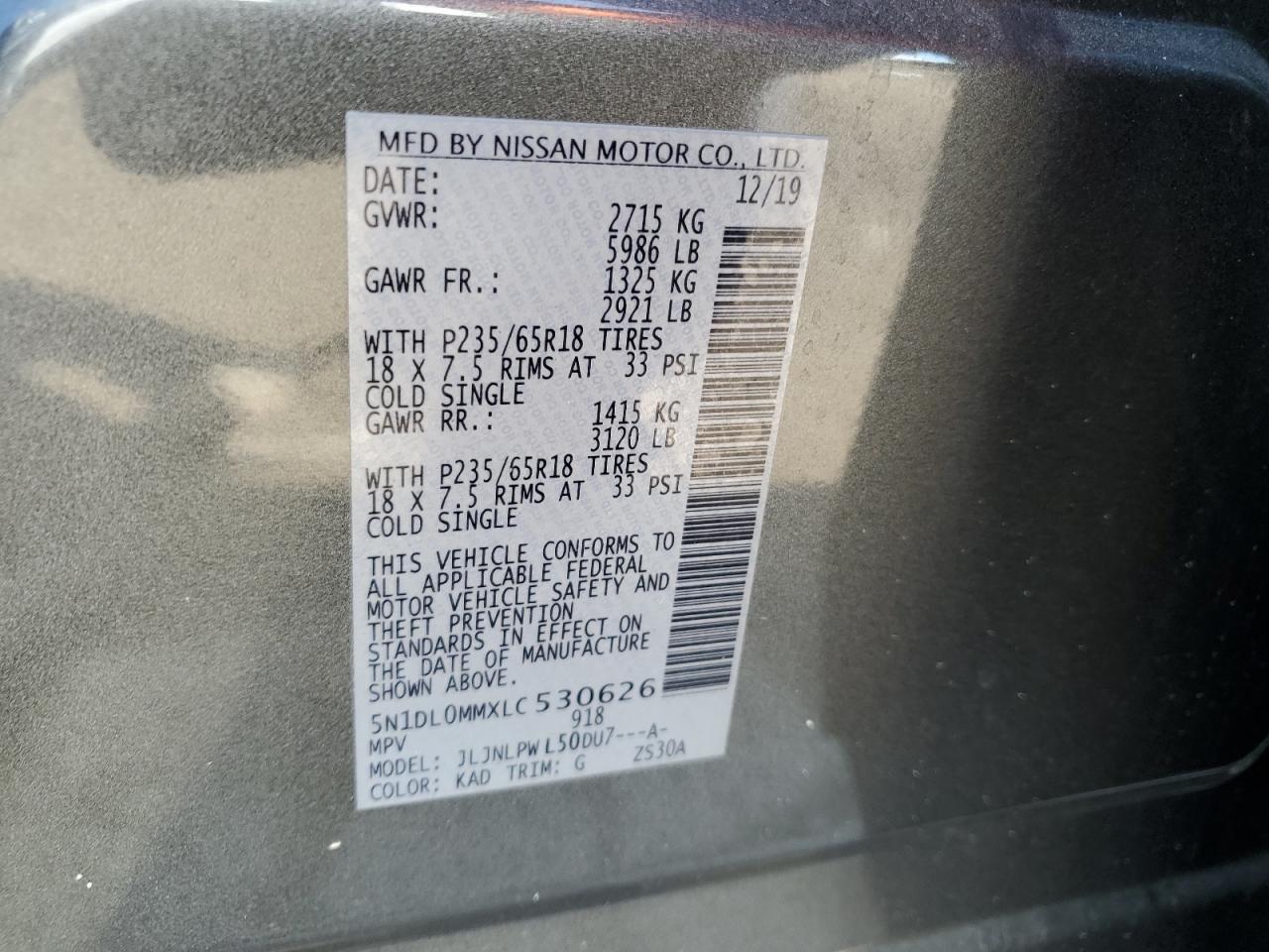 5N1DL0MMXLC530626 2020 Infiniti Qx60 Luxe