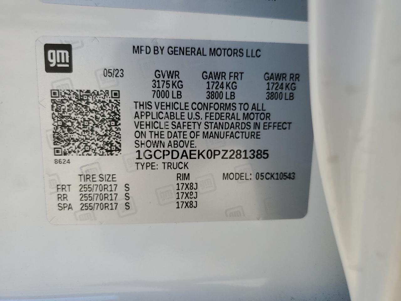 1GCPDAEK0PZ281385 CHEVROLET ALL Models 2023