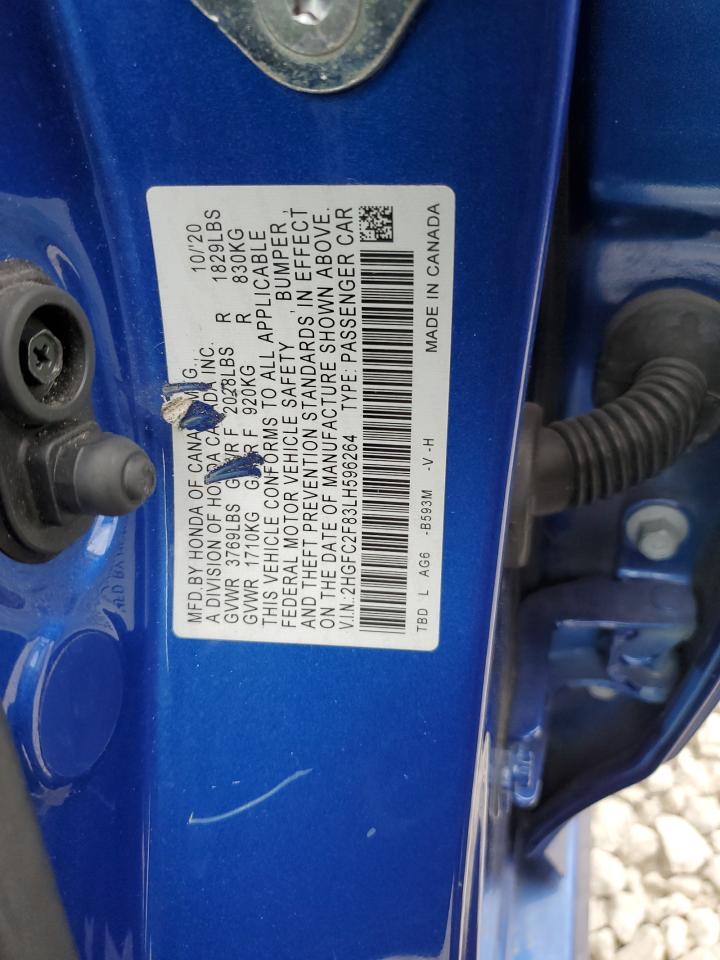 2HGFC2F83LH596264 HONDA CIVIC 2020