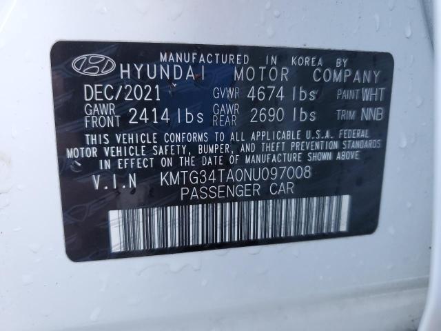 2022 GENESIS G70 BASE KMTG34TA0NU097008
