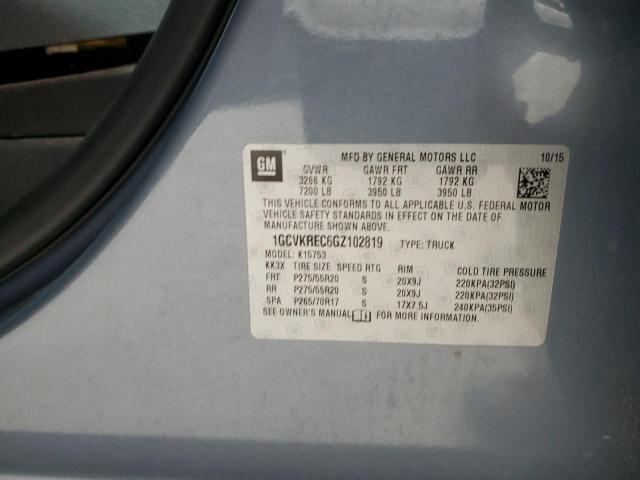 2016 CHEVROLET SILVERADO 1GCVKREC6GZ102819