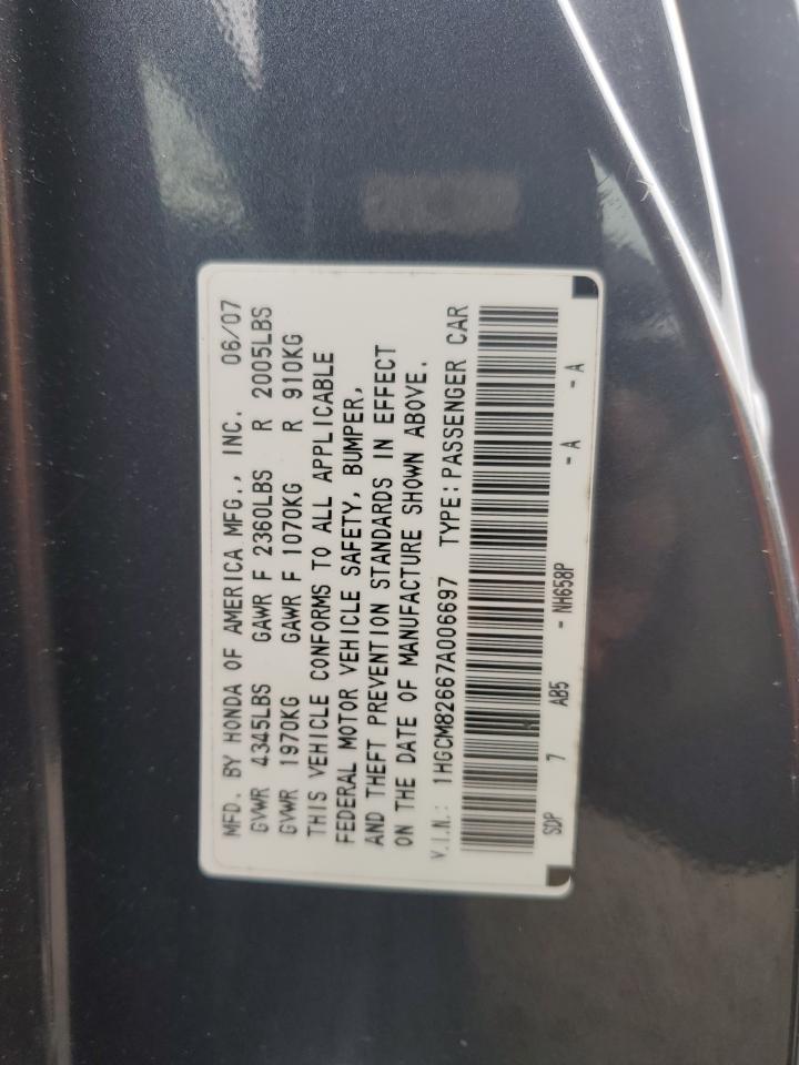 1HGCM82667A006697 2007 Honda Accord Ex