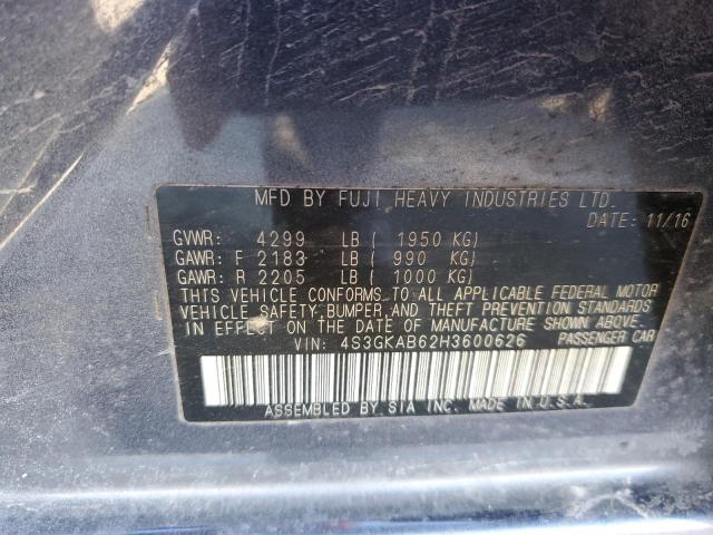 2017 SUBARU IMPREZA PR 4S3GKAB62H3600626