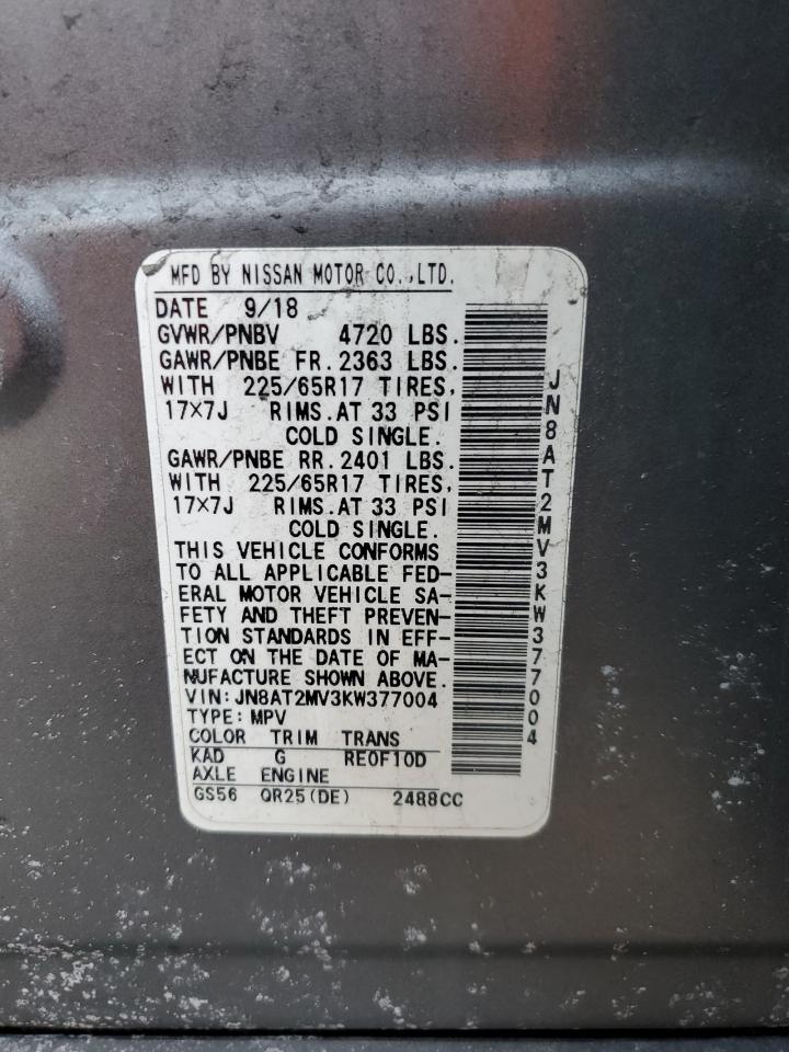 JN8AT2MV3KW377004 NISSAN ROGUE 2019
