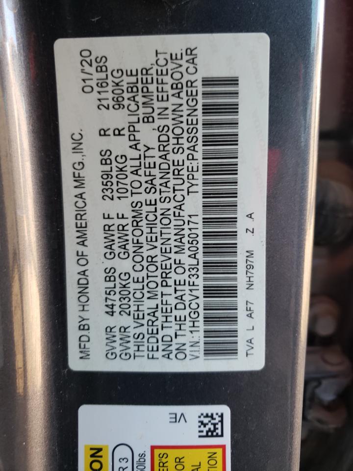 1HGCV1F33LA050171 HONDA ACCORD 2020